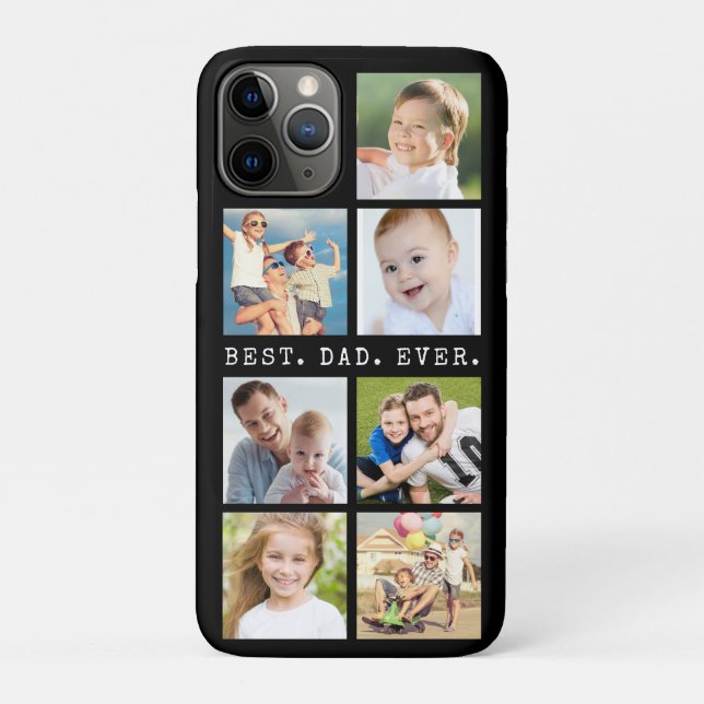 Modern BEST DAD EVER 7 Photos Personalized Case-Mate iPhone Case (Back)