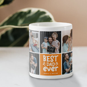 Modern 'Best Dad Ever' 9 Photo Keepsake  Coffee Mug