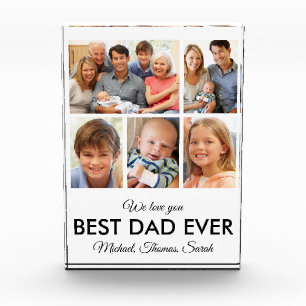 Modern Best Dad Ever Custom Father Photo Collage Block