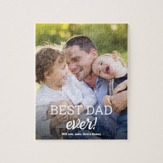 Modern Best Dad Ever Custom Photo gift Jigsaw Puzzle (Vertical)