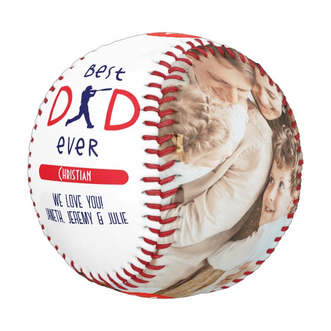 Modern Best Dad Ever Family Photo Fathers Day Baseball (Angled)