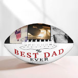 Modern Best Dad Ever Father`s Day 3 Photo Collage  Football<br><div class="desc">Modern Best Dad Ever Father`s Day Three Photo Collage Football. The text is a trendy black and red typography. This modern custom and personalized football is a perfect gift for a dad or a new dad on Father`s Day. The best dad ever three photo template football. Personalize it with three...</div>