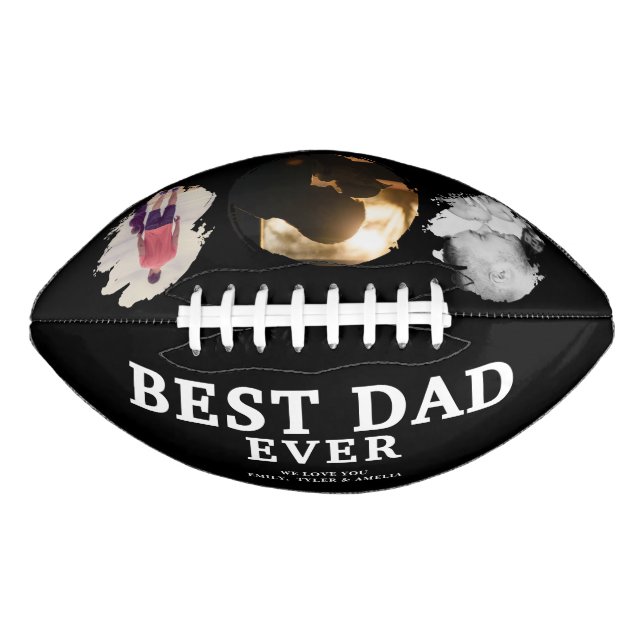 Modern Best Dad Ever Father`s Day 3 Photo Collage Football (Front)