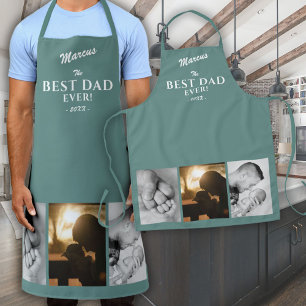 Modern Best Dad Ever Father`s Day Keepsake 3 Photo Apron
