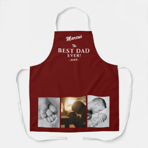 Modern Best Dad Ever Father`s Day Keepsake 3 Photo Apron