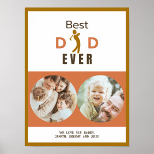 Modern Best Dad Ever Golfer Fathers Day Photo Poster