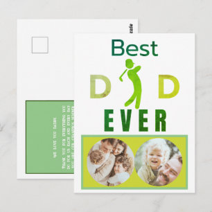 Modern Best Dad Ever Golfer Golf Photo Fathers Day Postcard