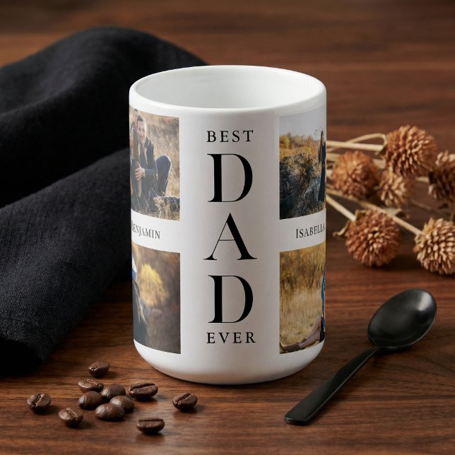 Modern Best Dad Ever Personalized Photo Collage Coffee Mug (Modern Best Dad Ever Personalized Photo Collage Coffee Mug)