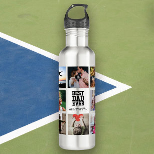 Modern BEST DAD EVER Photo Collage Cool 710 Ml Water Bottle