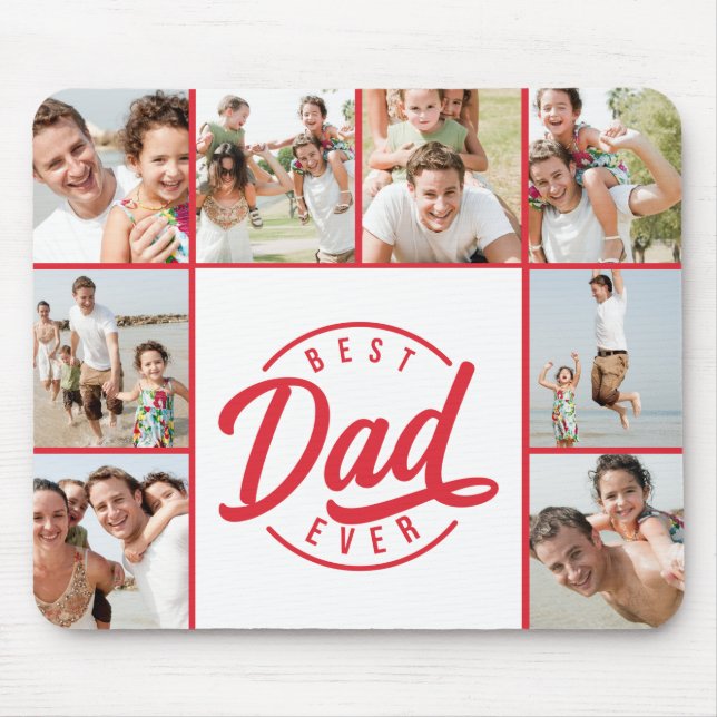 Modern Best Dad Ever Photo Collage Mouse Pad (Front)