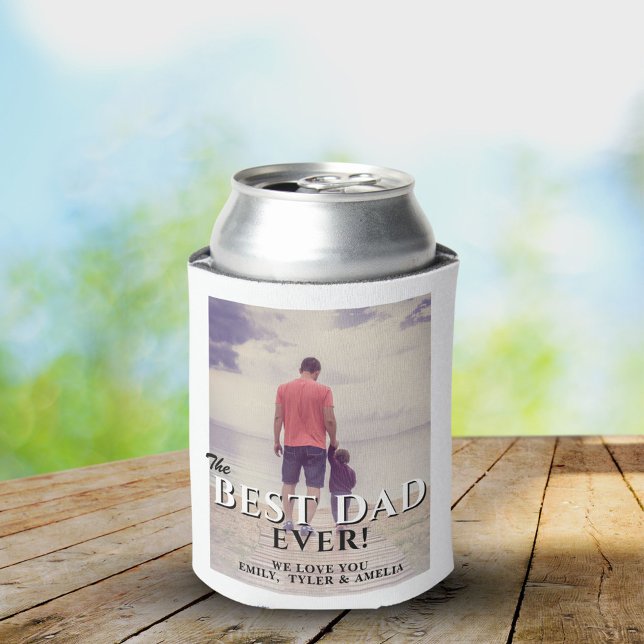 Modern Best Dad Ever Photo Father`s Day Can Cooler (Creator Uploaded)