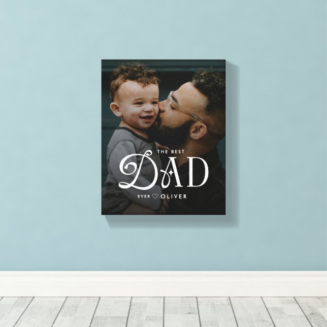 Modern Best Dad Ever Photo Personalized Canvas Print (Insitu(Wood Floor))