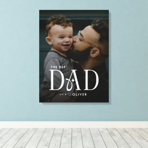 Modern Best Dad Ever Photo Personalized Canvas Print