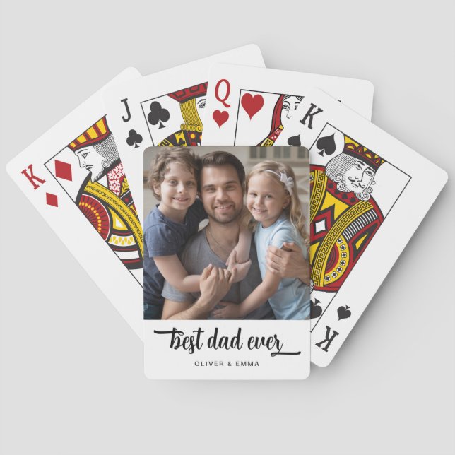 Modern Best Dad Ever Photo Playing Cards (Back)