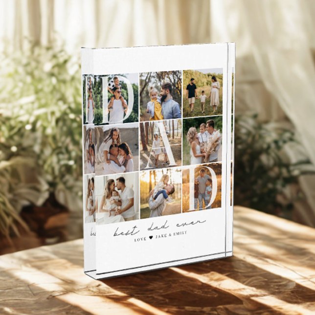 Modern Best Dad Ever Script 9 Photo Grid Dad Gift Block (Creator Uploaded)