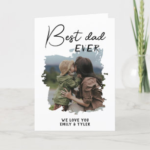 Modern Best Dad Family Photo Father`s Day  Holiday Card