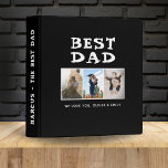 Modern Best Dad Kids Family Photo Album Binder<br><div class="desc">Modern Best Dad Kids Family Photo Album 3 ring binder. 3 family photos on the cover - add 3 photos and your names. The text is in modern white typography on a black background. Change any text on the cover and on the spine. A lovely keepsake for a father. Gift...</div>