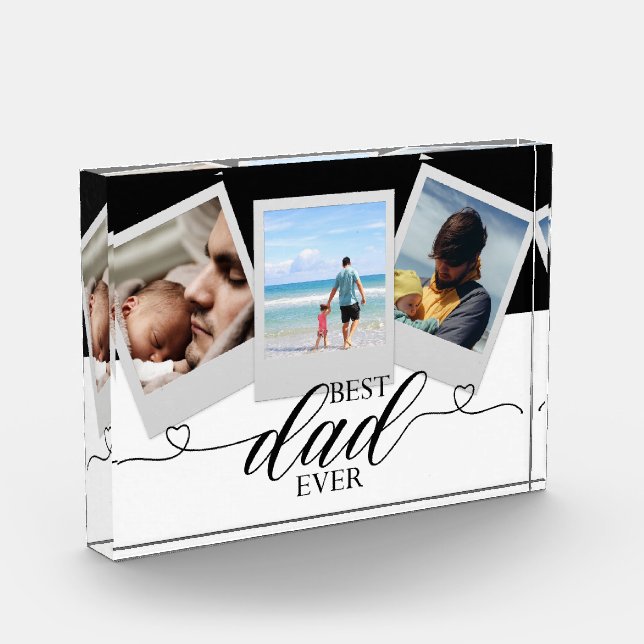 Modern Best Dad Personalized Custom Fathers Day Photo Block (Left)