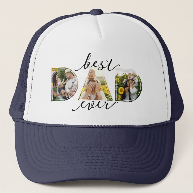 Modern Best Dad Photo Trucker Hat (Front)