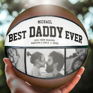 Modern BEST DADDY EVER Cool Trendy Photo Collage Basketball