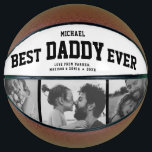 Modern BEST DADDY EVER Cool Trendy Photo Collage Basketball<br><div class="desc">Perfect for the coolest dad you love: A BEST DADDY EVER customized basketball with 3 favourite photos in trendy black and white, his name, and a sweet message from you as well as names and year. Great Father's Day gift or a awesome surprise for his birthday, surely a keepsake he'll...</div>