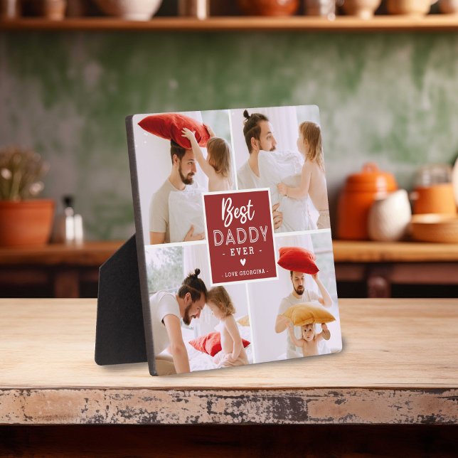 Modern 'Best Daddy Ever' Custom 4 Photo  Plaque (Creator Uploaded)