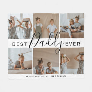 Modern 'Best Daddy Ever' Photo Collage Fleece Blanket