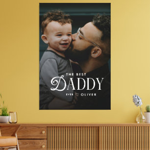 Modern Best Daddy Ever Photo Personalized Canvas Print