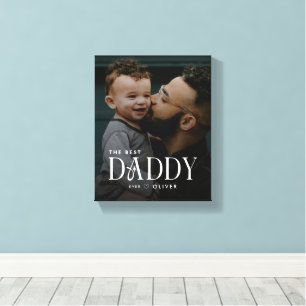 Modern Best Daddy Ever Photo Personalized Canvas Print
