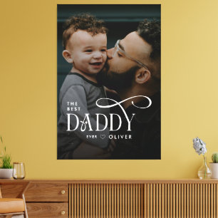Modern Best Daddy Ever Photo Personalized Canvas Print