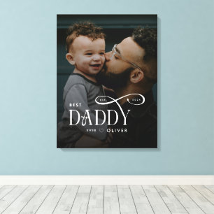Modern Best Daddy Ever Photo Personalized Canvas Print