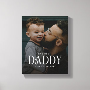 Modern Best Daddy Ever Photo Personalized Canvas Print