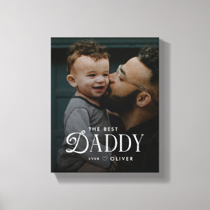 Modern Best Daddy Ever Photo Personalized Canvas Print