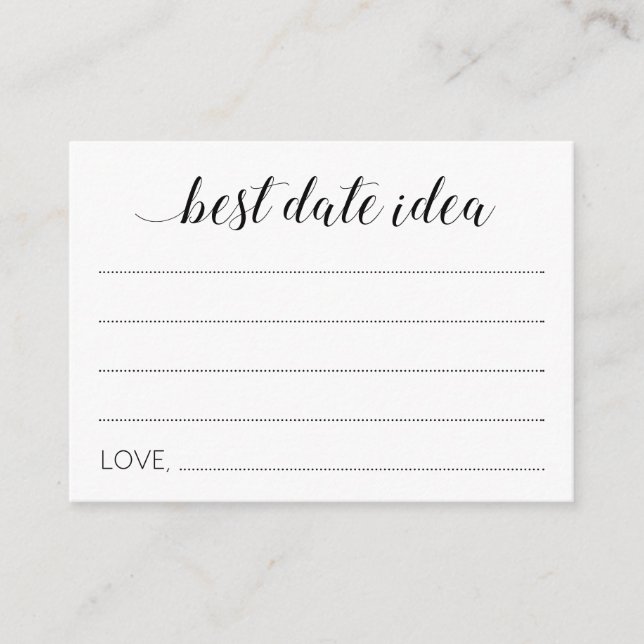 Modern Best Date Idea For Newlyweds Wedding Advice Card (Front)