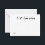 Modern Best Date Idea For Newlyweds Wedding Advice Card<br><div class="desc">These elegant "best date idea" cards will make the ideal way to get date night ideas for the newlyweds. This design features a combination of modern calligraphic script and block fonts. Part of the Alejandra collection.</div>