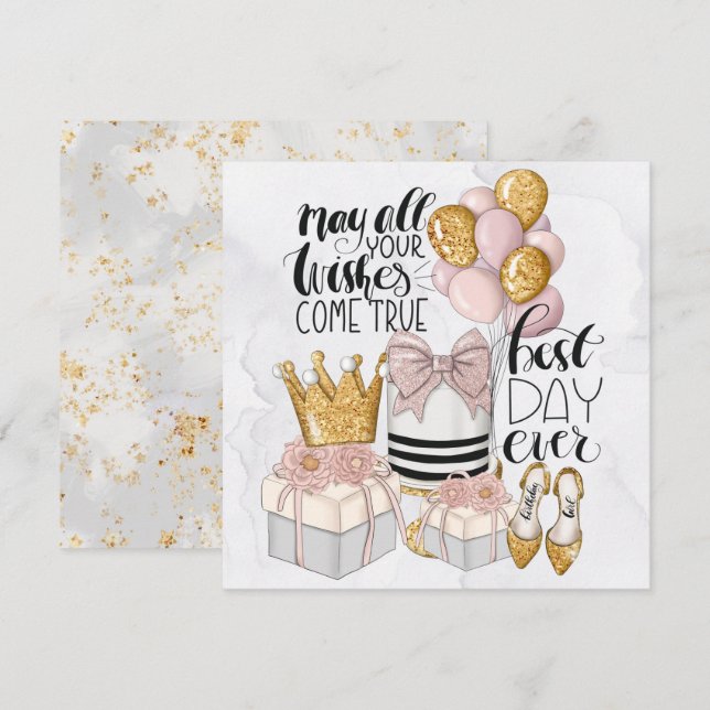  Modern Best Day Ever Birthday  Holiday Card (Front/Back)