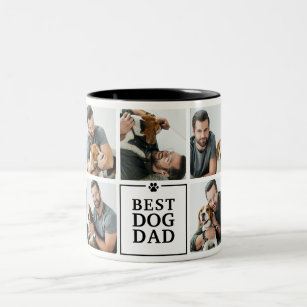 Modern Best Dog Dad 7-Photo Collage Two-Tone Coffee Mug