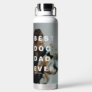 Modern BEST DOG DAD EVER Custom Photo Water Bottle