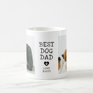 Modern "Best Dog Dad" Paw In Heart 2-Photo Coffee Mug