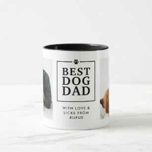 Modern "Best Dog Dad" Paw In Heart 2-Photo Mug