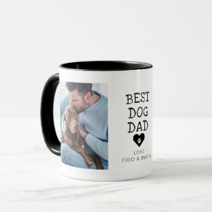 Modern "Best Dog Dad" Paw In Heart 2-Photo Mug