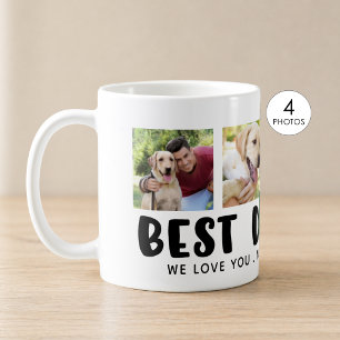 Modern BEST DOG DAD Paw Print Photo Collage Coffee Mug