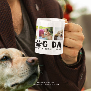 Modern BEST DOG DAD Paw Print Photo Collage Coffee Mug