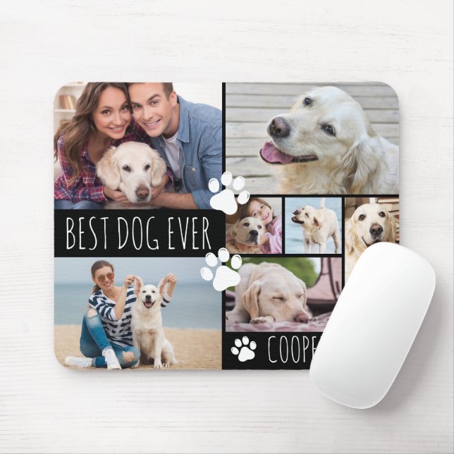 Modern BEST DOG EVER 8 Photo Collage Mouse Pad (With Mouse)