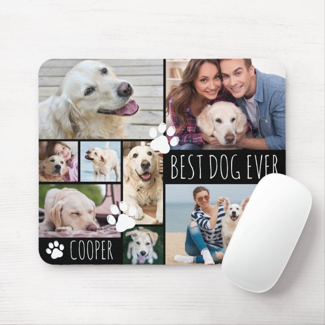 Modern BEST DOG EVER 8 Photos Personalized Mouse Pad (With Mouse)