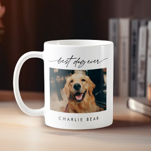 Modern Best Dog Ever Photo Handwritten Script  Coffee Mug