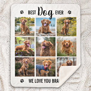 Modern Best Dog Ever White Photo Collage Sherpa Blanket
