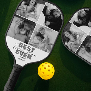 Modern Best Ever Bonus Mom Photo Collage Pickleball Paddle