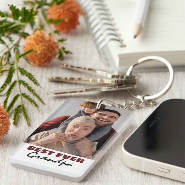 Modern Best Ever Grandpa | Photo Keychain (Front Right)