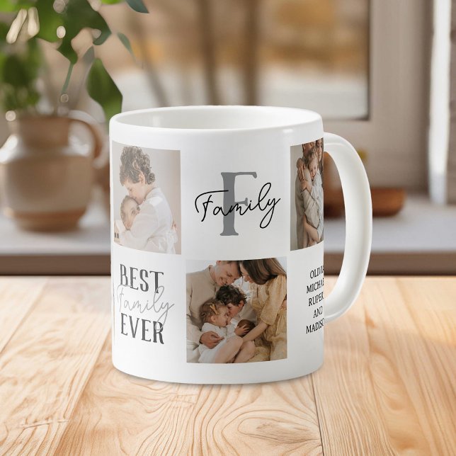 Modern Best Family Ever 5 Photo Collage Coffee Mug (Creator Uploaded)